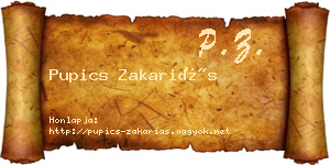 Pupics Zakariás névjegykártya